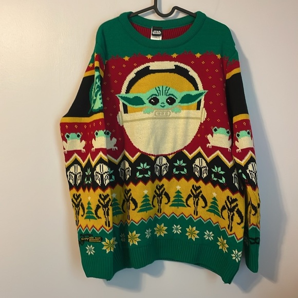 Star Wars Grogu Frog Mandalorian Ugly Christmas Sweater Knit size XL - Picture 1 of 16